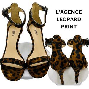 L’AGENCE Gisele ll Heel in Natural Leopard Hair Print size 37 (US 6.5)